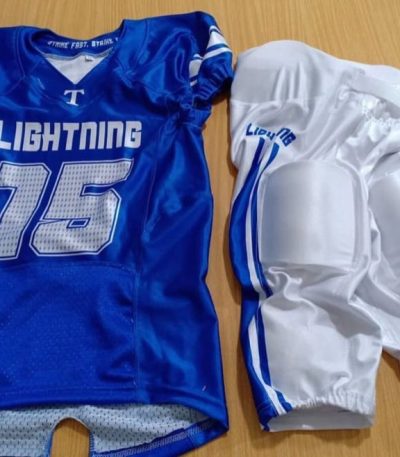 Custom Football Jersey & Pants Set – Blue Stripe