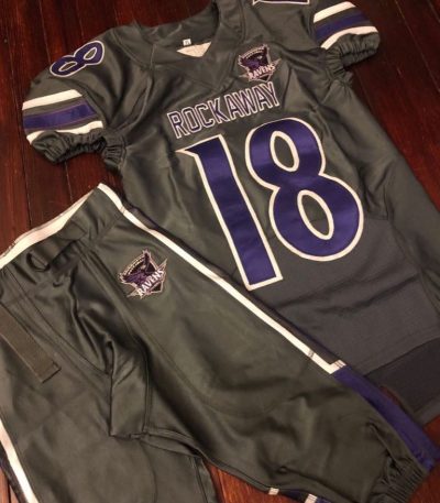 Custom Football Jersey & Pants Set – Charcoal & Purple