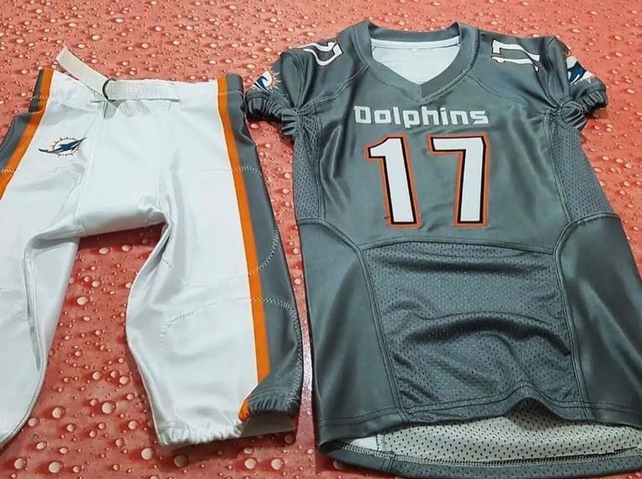 Custom Football Jersey & Pants Set – Gray & Orange Custom Football Jersey & Pants Set – Gray & Orange